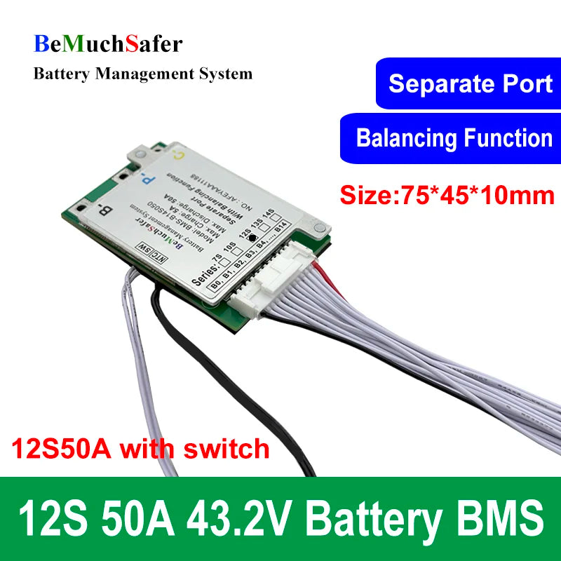 BeMuchSafer 7S 10S 12S 13S 14S 50A Battery BMS 24V 36V 43V 48V 52V BMS 7S50A 10S50A 12S50A 13S50A 14S50A for DIY EBike Battery