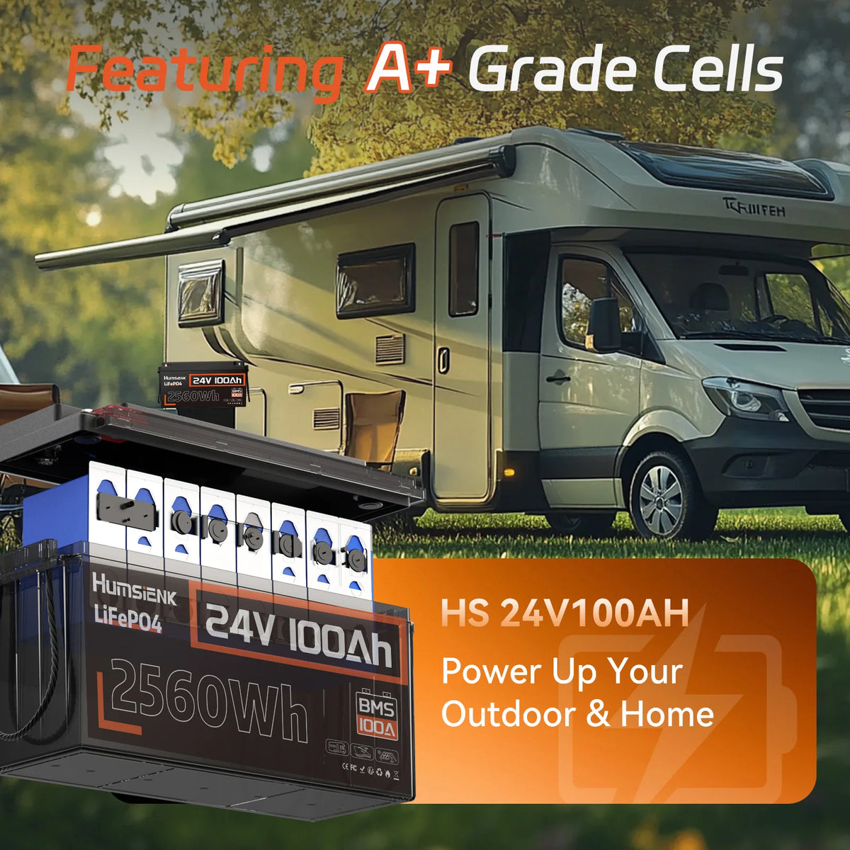 Humsienk 24V 100Ah/200Ah/150Ah LiFePO4 Battery, MAX 15000 Cycles, Built-in 100A/200A/250A BMS, 15000+ Deep Cycle, Low-Temp Protection For RV, Van, Golf Cart, Boat, Camper, Marine, Trolling Motor, Off-Grid, Solar Energy Storage