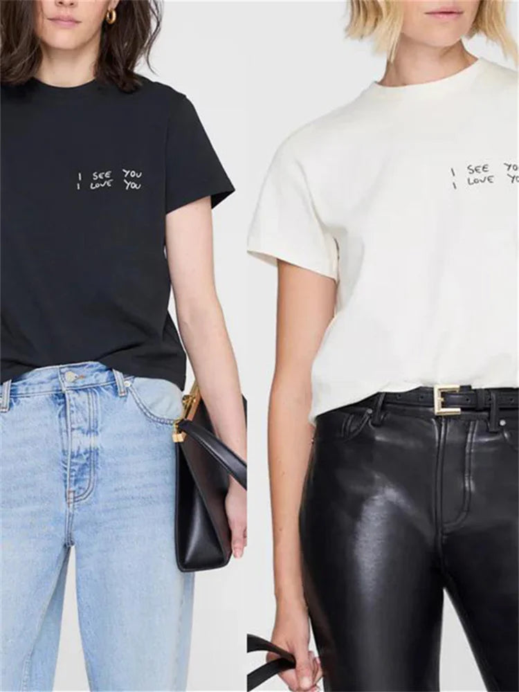 White or Black Women 100% Cotton Tee Tops 2026 Summer New Short Sleeve O-Neck Simple Ladies All-Match Casual T-Shirt