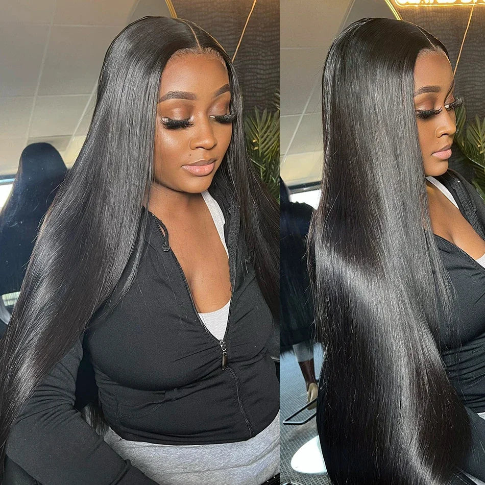 30 40 Inch 13x4 13x6 HD Transparent Bone Straight Lace Front Wigs 4x4