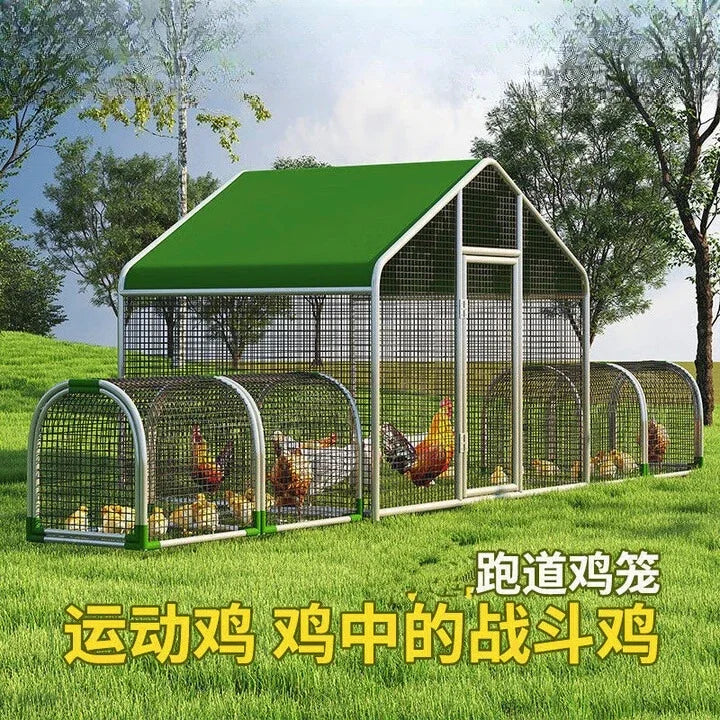 Walking chicken cage tunnel outdoor track cute pet wire running chicken cage large , duck and goose
