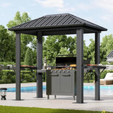5 x 8 FT, Outdoor Metal Hard Top Gazebo, Permanent BBQ Pavilion with Galvanized Steel Roof, Patio, Backyard