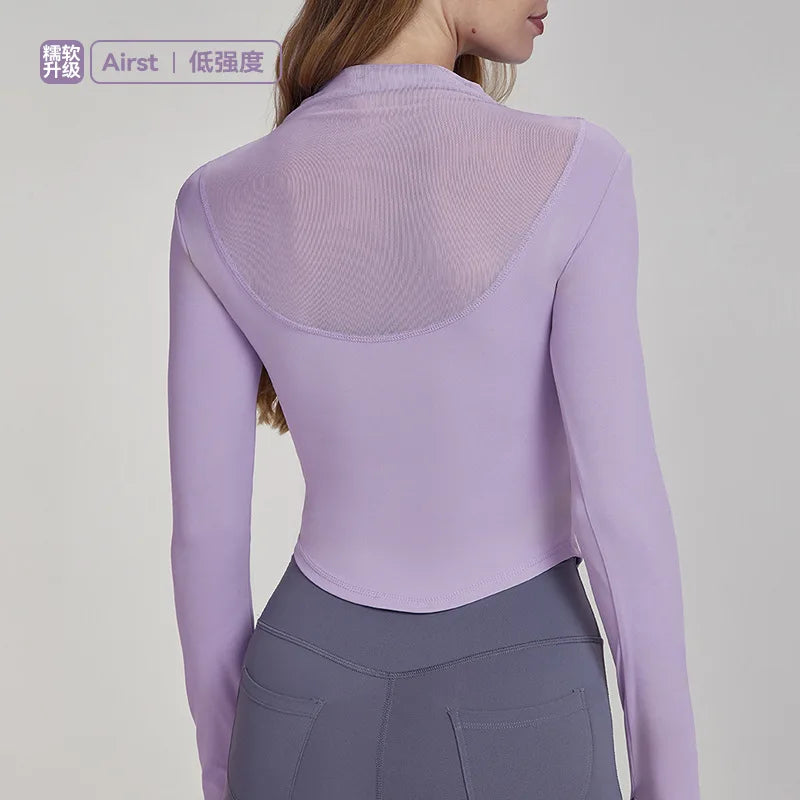 Top with Chest Cushion for Autumn and Winter, Slim Fit and Slimming, Sports Long Sleeved T-shirt for Women, Outdoor Fitness Top