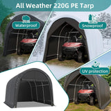 10x15FT Heavy Duty Carport Portable Garage All-Steel Frame Round Roof Anti-Snow Outdoor Shelter Car Truck Boat Storage, Custom