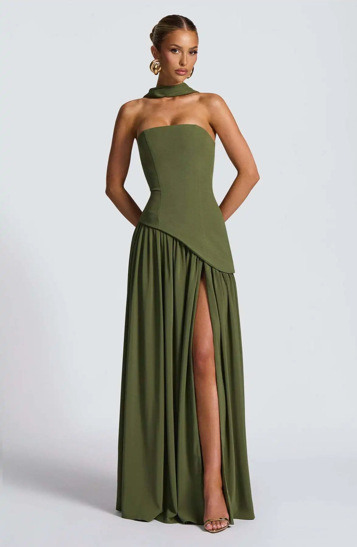 Giyu Sexy Evening Party Dresses Women 2026 Autumn Summer Maxi Long Dress Elegant Strapless Split Backless Pleated Dress
