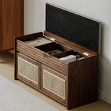 05-North American black walnut shoe changing stool home door seating shoe cabinet