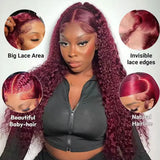250% 13x4 HD Transparent 99J Burgundy Loose Wave Lace Front Wigs Deep