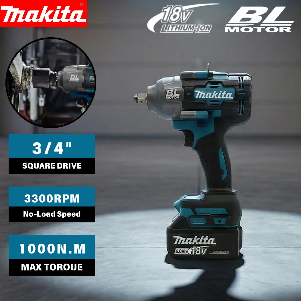 Makita Brushless 1000NM High Torque Impact Wrench 2000RPM Professional Heavy Duty Tool For Auto Repair Construction Work