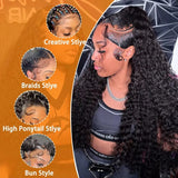 250 Density Deep Wave 40 Inch 13x6 13x4 HD Lace Front Wig 100%Human Hair Wig Water Wave Curly 360 Full Lace Front Wig Black