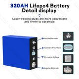 US Stock 320AH Lifepo4 Battery Rechargeable Lithium Iron Phosphate Batteries DIY 12V 24V 48V For EV Golf Cart Boat with Busbars