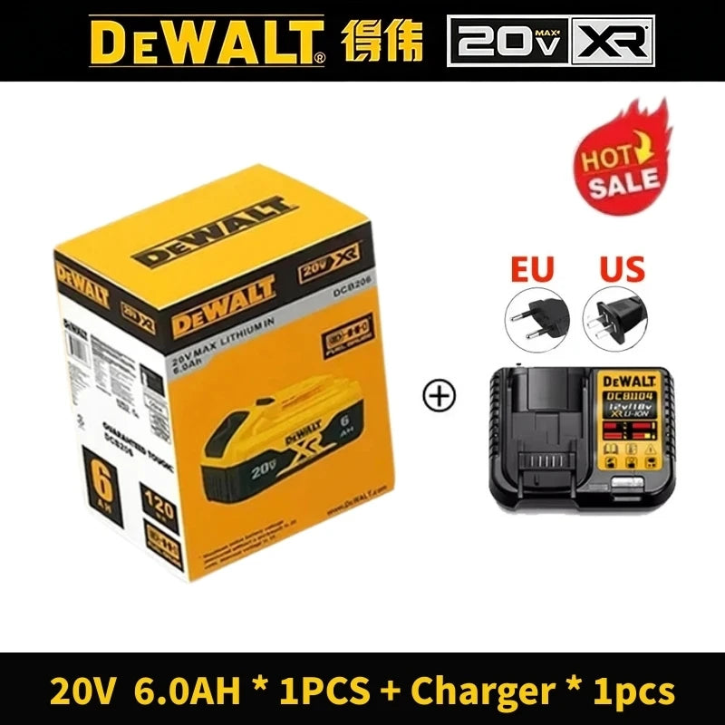 100% Genuine Dewalt 20V Battery, 2AH 5AH 6AH Rechargeable Lithium Ion Battery, Dewalt DCB200 Power Tool Replacement Battery