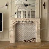 Marble French fireplace American modern retro silent wind natural travertine stone fireplace