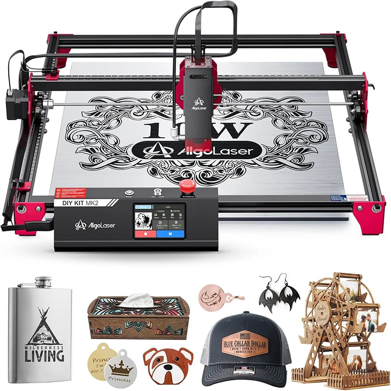 Algolaser DIY KIT MK2 10W Table CNC Laser Cutter Engraver 3.5” Touch Scree Phone&WiF Metal Wood Lase Cutting Engraving Machine
