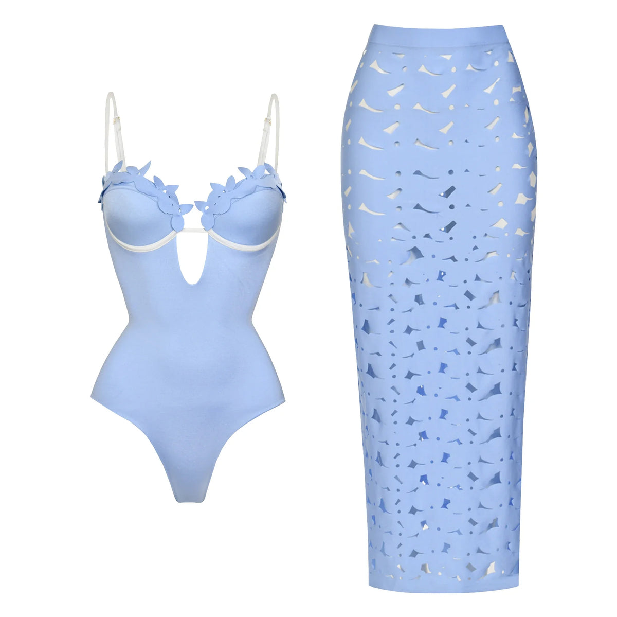 2Pcs Printed Swimsuit Women Sexy Swimwear New Bikini With Long Skirt Female Biquini Push Up Swim Suit Bodysuit Beachwear CoverU