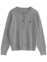 CHIC VEN Women T-Shirts New Multi Color Option Simple Solid Rabbit Embroidery Knitted Cardigan Sweater Autumn Spring 2025