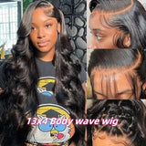 Body Wave Human Hair Wigs 13X6 Hd Lace Frontal Wig 250 Density 30 40Inch Lace Front Wig Pre Plucked Brazilian Hair Natural Black
