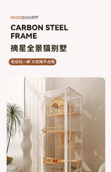Villa Luxury Large Glass Cat Cabinet Solid Wood Cat House Home Indoor Cat Cage with Toilet