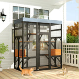 Large Outdoor Cat Enclosure with 5 Platforms & 2 Houses – Durable Metal Frame, Easy Assembly, Indoor/Outdoor Cat Run