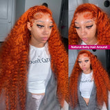 Deep Wave 40 Inch Ginger Orange Vietnamese 13x6 Lace Front Wigs Original