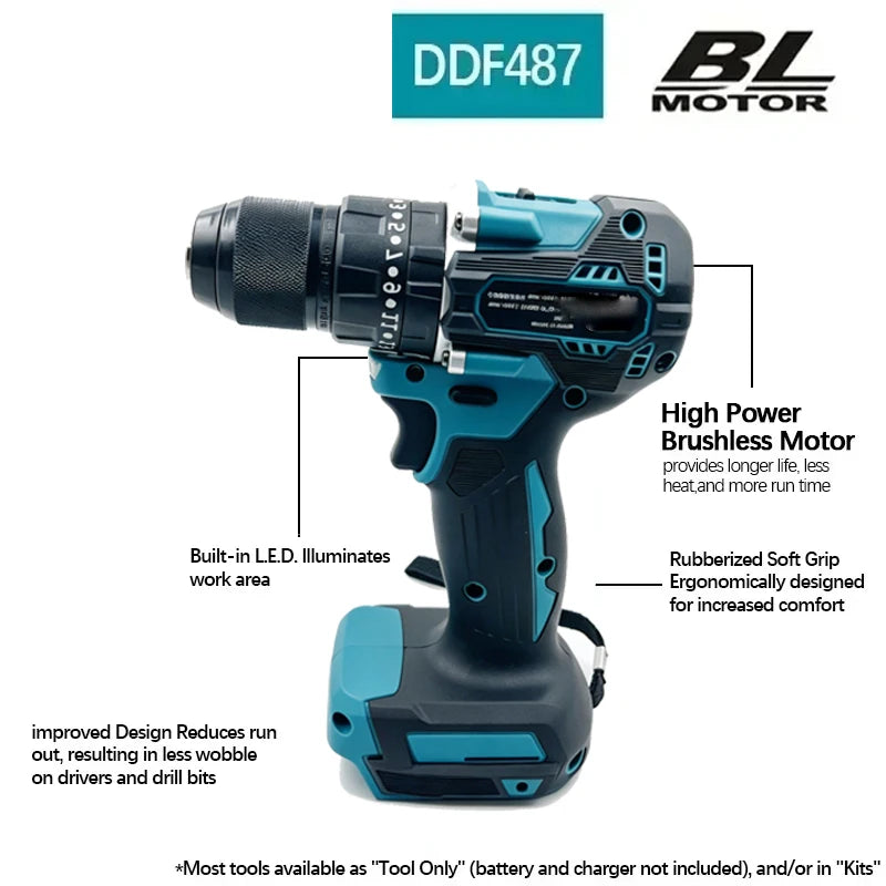 21V 6/9/12AH For Makita 18V Battery Power Tools Li-ion Replacement LXT BL1850 BL1860 DDF487 for 18V Screwdriver with BMS
