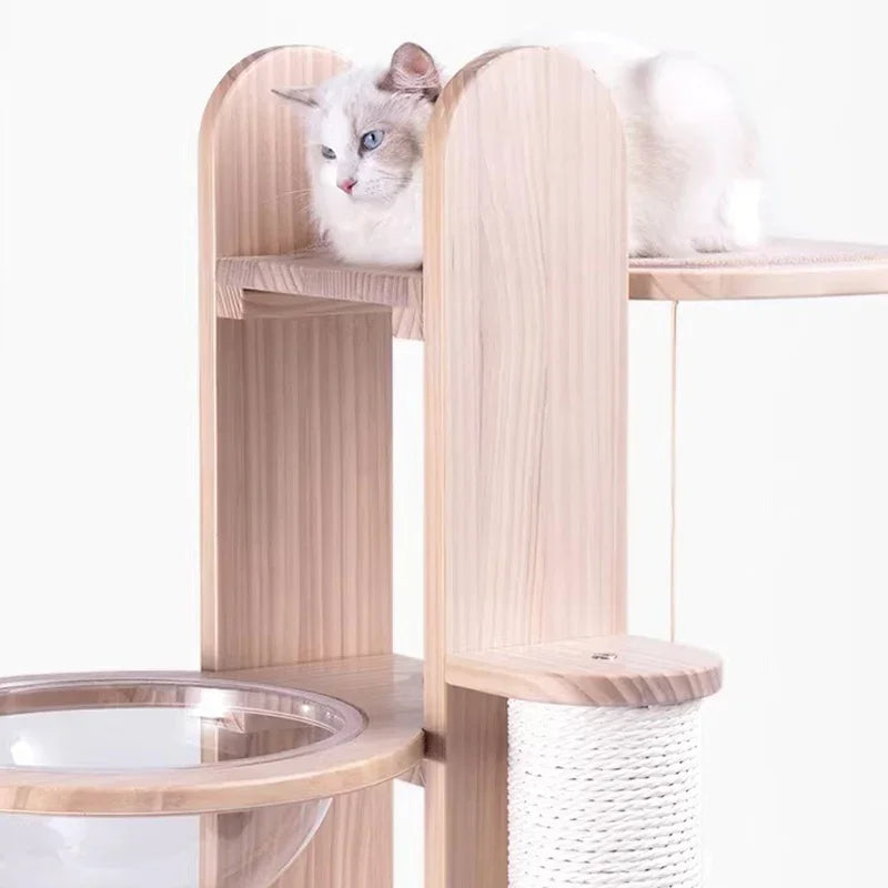 Modern Wooden Cat Climbing Frame Cat Tree Minimalism Italian Luxury Design Cat Scratching Post Furniture Columpio Gatos FYCT