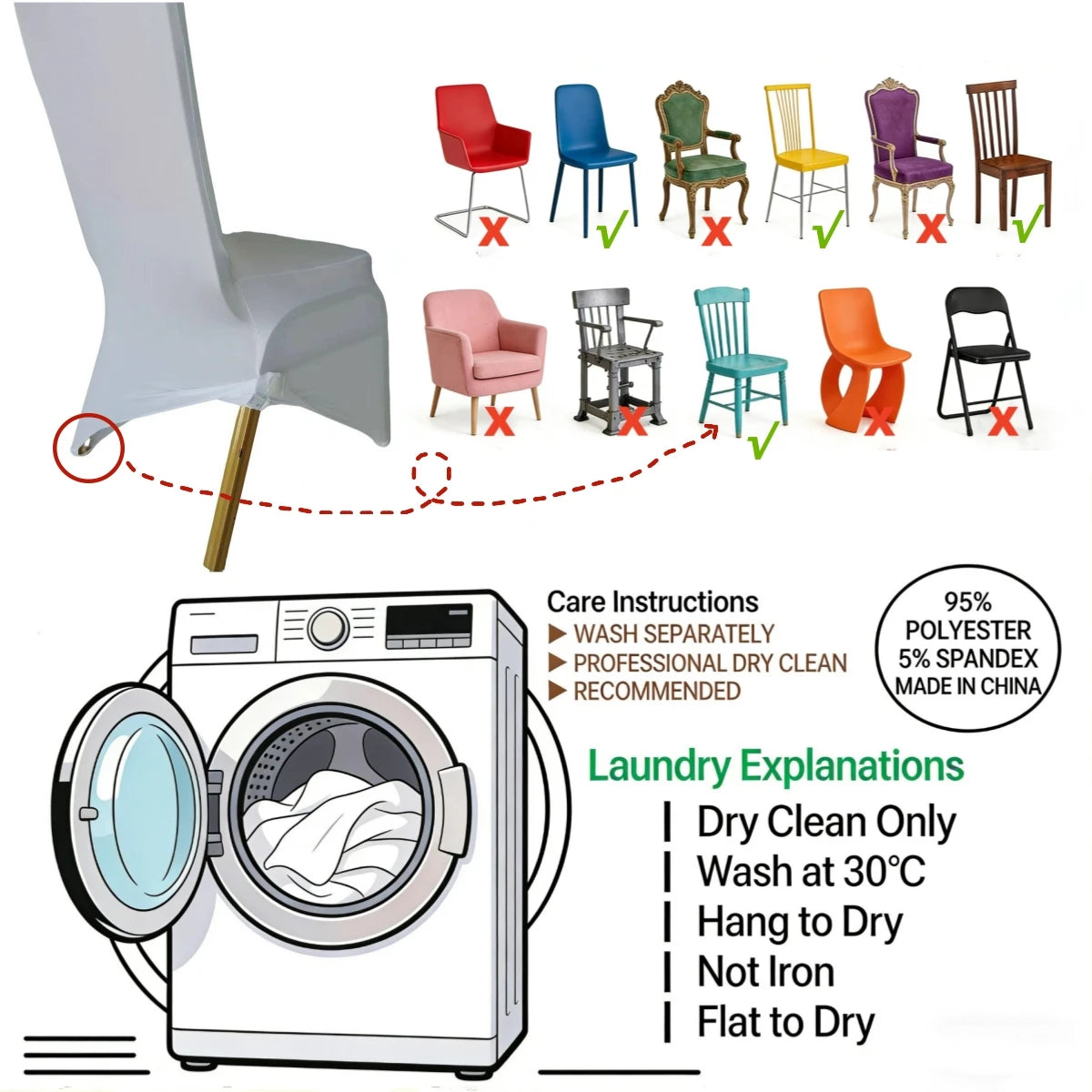 Jiaorui 20/30/50/100 Pcs Spandex Wedding Chair Seat Cover