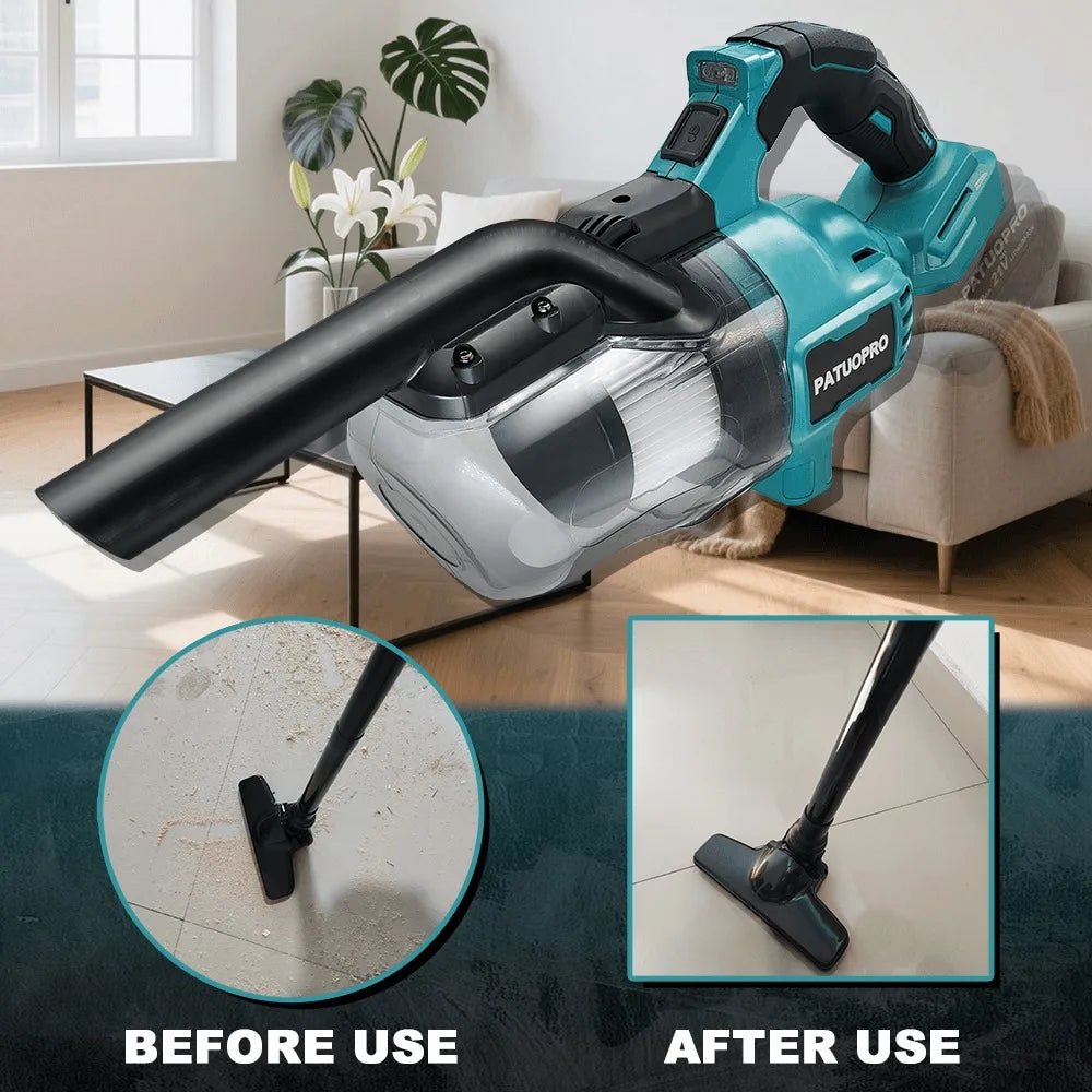PATUOPRO Cordless Electric Vacuum Cleaner Car Pet Hair Carpet Clean Machine Dust Cleaning Power Tool For Makita 18V Battery