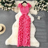 CM.YAYA Women Ruffles Splicing V-neck Sleeveless Bodycon Midi Pleated Maxi Long Dress 2025 Birthday Sexy Club Party Even Dresses