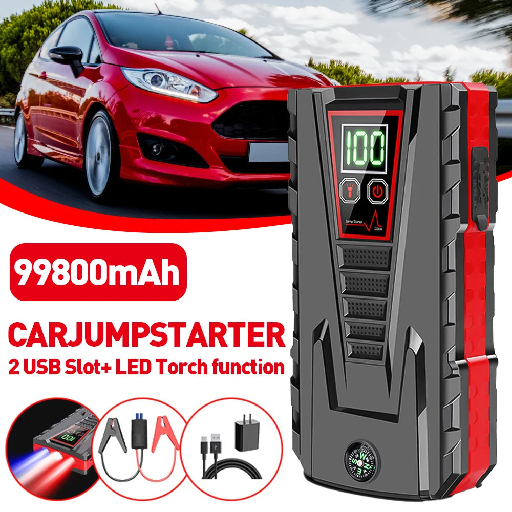 99800mAh Car Power Bank Portable Car Jump Starter Booster Charger 12V Starting Device Petrol Diesel Car Emergency Booster