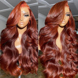 40 inch Reddish Brown HD Lace Front Human Hair Wig PrePlucked 13x4