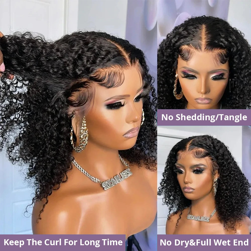 Curly Bob Wig Human Hair 4x4 HD Lace Glueless Wig Deep Wave Pre Plucked 5x5 Glueless Bob Wigs Brazilian Human Hair Ready To Wear