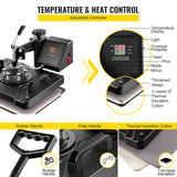 SucceBuy 5 6 8 in 1 Heat Press Machine T shirt Heat Transfer Printer Muntifunctional Sublimation Mug/Latte Mug/Hat/Plate/Bottle