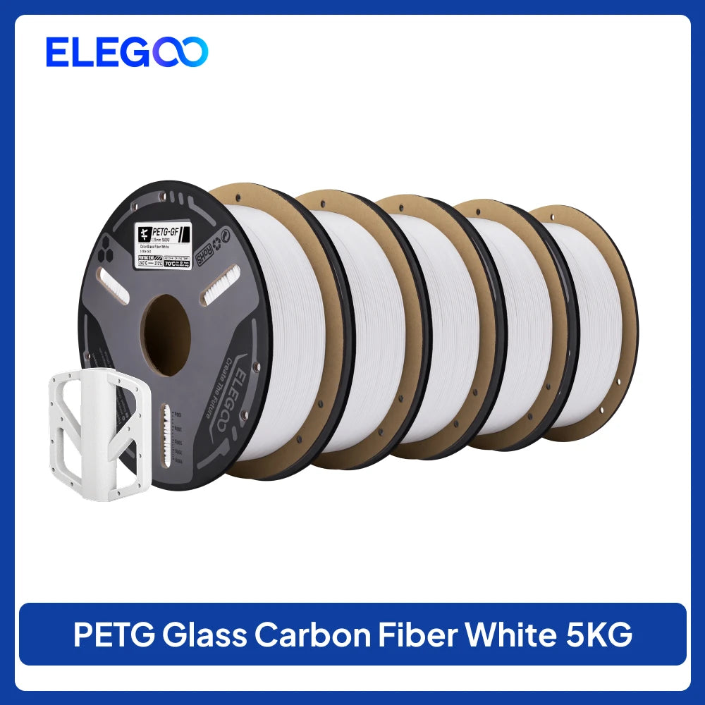 ELEGOO Glass Fiber PETG-GF Filament 1.75mm Gray White Black 1KG/2KG/5KG/10KG For US EU