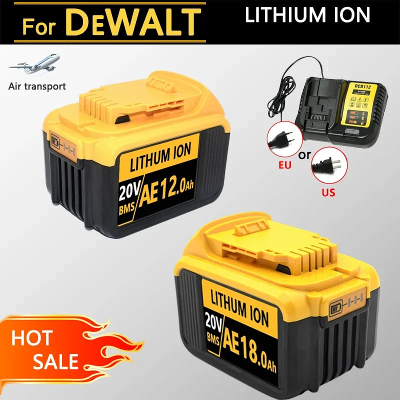 For DeWalt 20V Lithium Ion Batteries 20V 12Ah 18Ah DCB203 Li Ion Battery Replacement DCB206 DCB205 DCB204 DCB200 Power Tools
