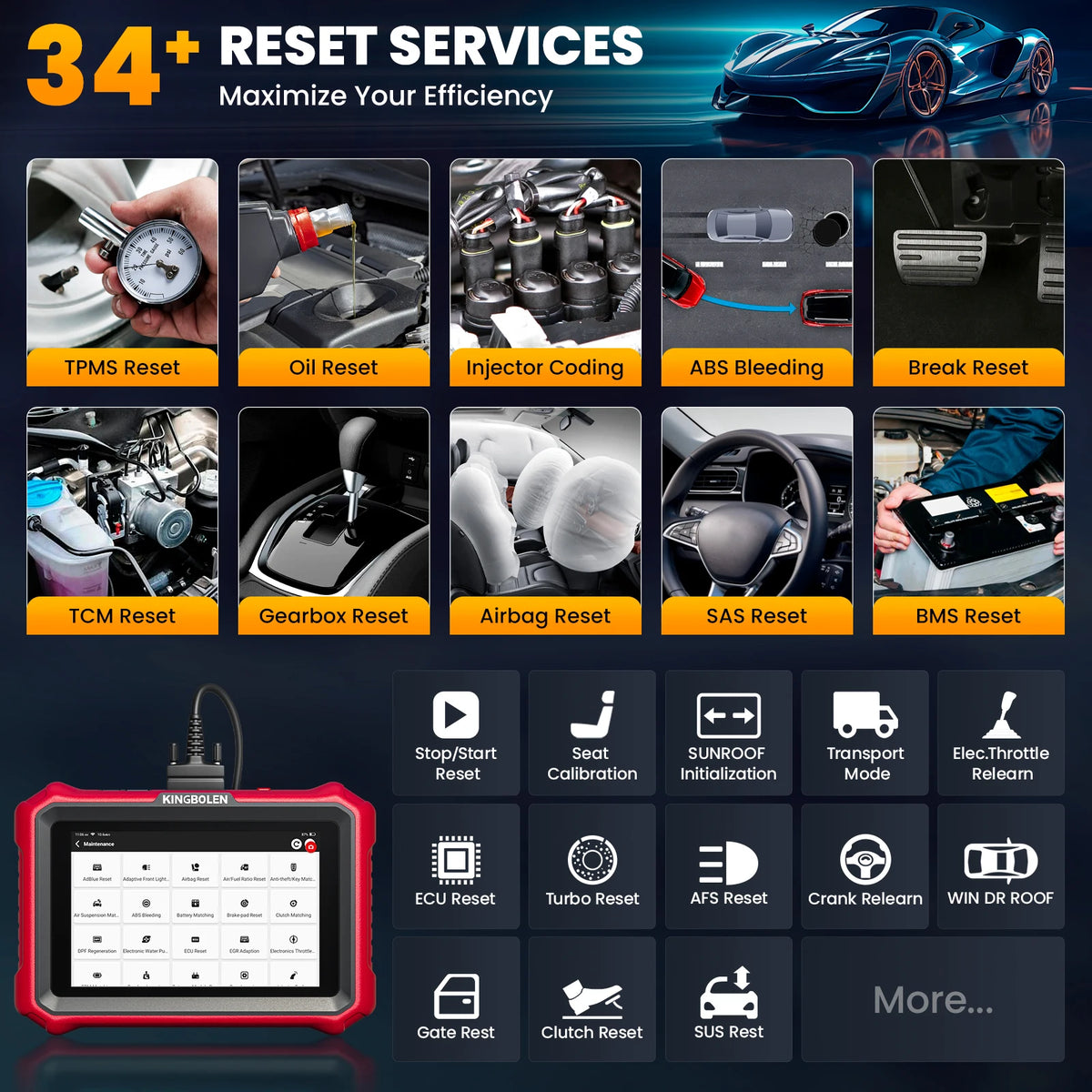 2025 KINGBOLEN K8 Elite Bidirectional Car OBD2 Diagnostic Scanner,CANFD DOIP ,34+ reset, with Active Tests PK X431 PRO ELITE