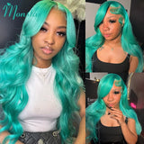 Mint Green Body Wave Human Hair Wigs Brazilian Raw Hair 613 Hd Lace Frontal Wig 13x6 Colored Lace Front Wig Human Hair 180% 200%