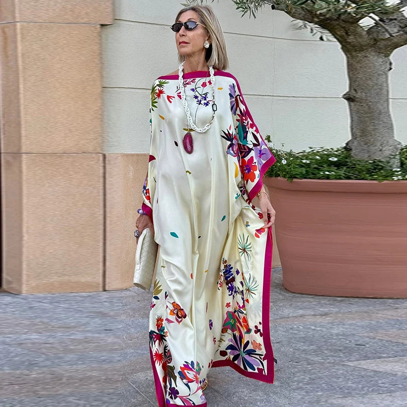 Printted Women Dresses Bohemian Dress Kaftans for Women 2026 Fashion Loose Dresses for Woman Maxi Robe Elegant Beach Dress