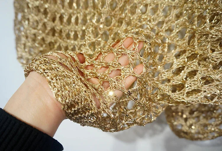 bling bling 3/4 sleeve golden t shirts women sexy knitted party t shirts women sequined t shirt for women