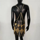 Halloween Women Metal Sequins Dress Sexy Backless Tassel V Neck Sleeveless Mini Dress Rave Festival Party Evening Dresses