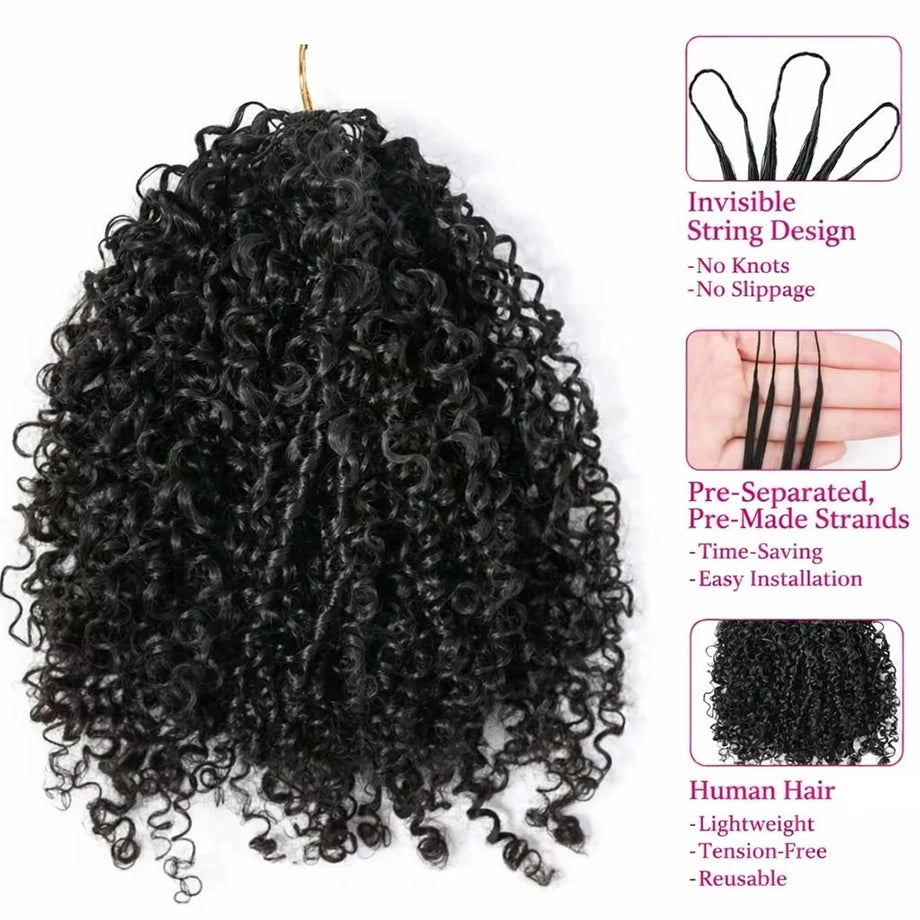 Deep Pixie Curls Crochet Hair Pre Separated Knotless Miracle Knot Braids 12A Small Spirals Curly Crochet Human Hair Extensions