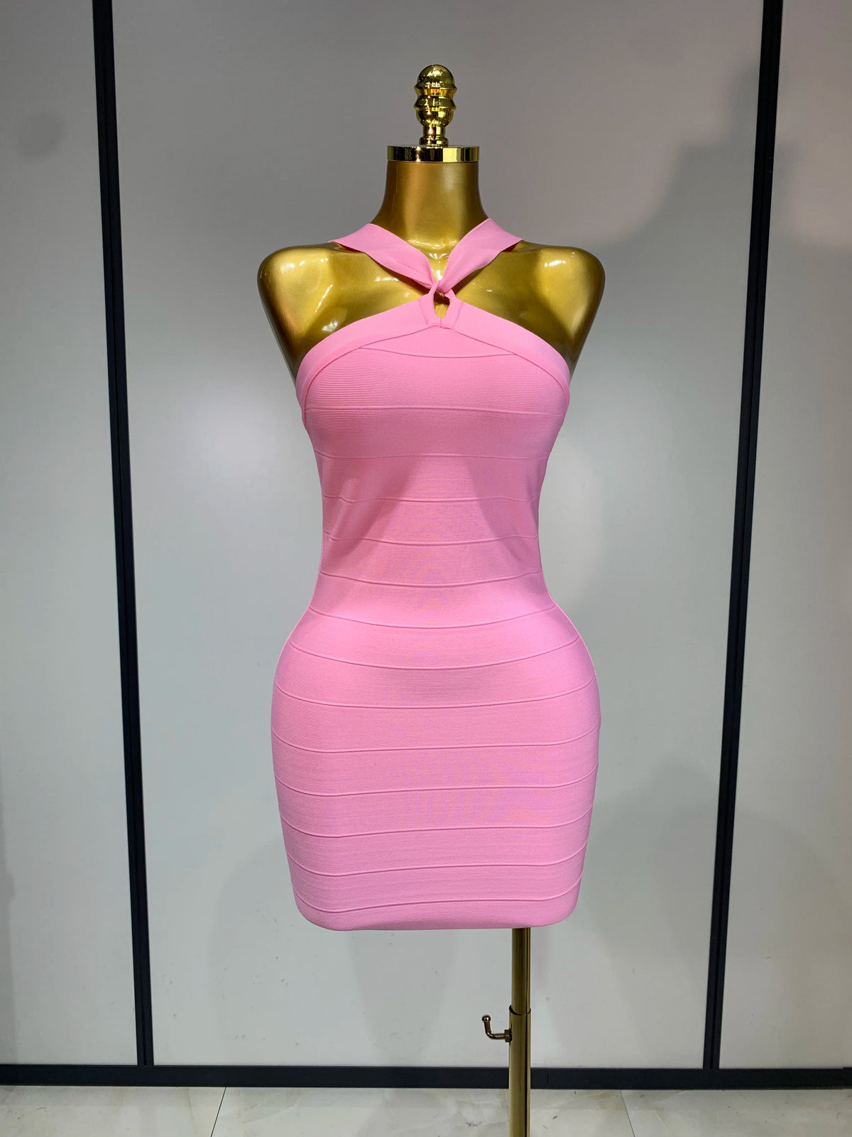 Women Sexy Backless Pink Bodycon Mini Bandage Dresses Elegant Evening Party Luxury Birthday Nightclub Cocktail Prom Gown