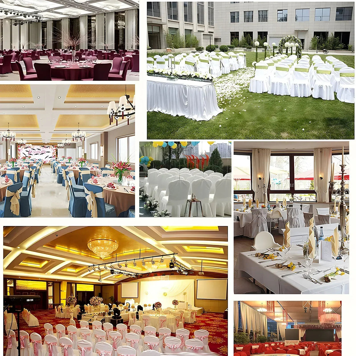 50/100pcs White Spandex Chair Cover Pleated Skirt Seat Protector Covers Hotel Banquet Party Events Wedding Decoration