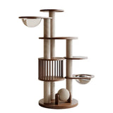 Modern Eco-friendly 4-Level 102cm Wood & Sisal Cat Scratching Tree for Living Room All Seasons Multi-Cat Climbing Toys
