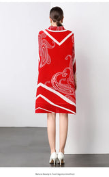 Miyake Pleated Dress Summer Fashion Loose Fit Long Sleeve Elegant Mid-Length Ideal for Covering Up and Relaxing Wear 2024