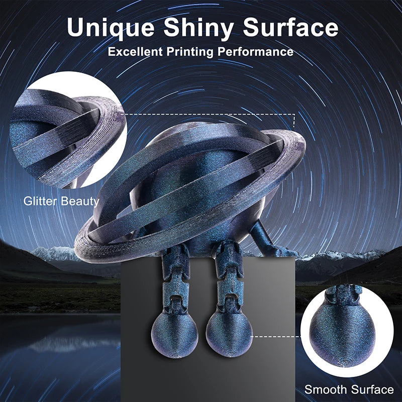 Eryone 3KG Galaxy PLA Filament 3D Print, ,Multicolor Available,3kg galaxy pla filament,Sparkle Shining,1KG/Spool