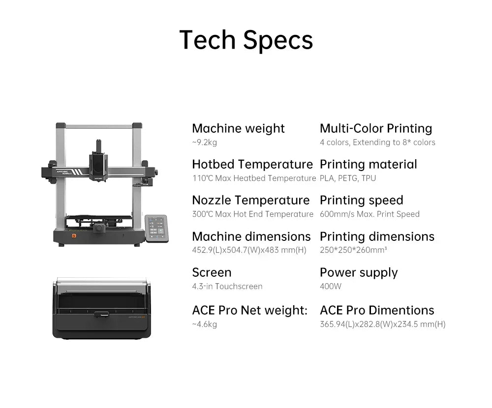 Anycubic Kobra 3 Combo Multi-Color Printing 4 to 8 Colors Max 600mm/s printing speed Anycubic FDM 3D Printer