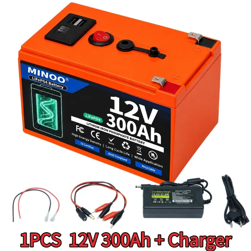 12V 300Ah 21700 Lifepo4 Battery Pack With USB Port BMS For Sprayer Electric Vehicle Solar Storage Camping