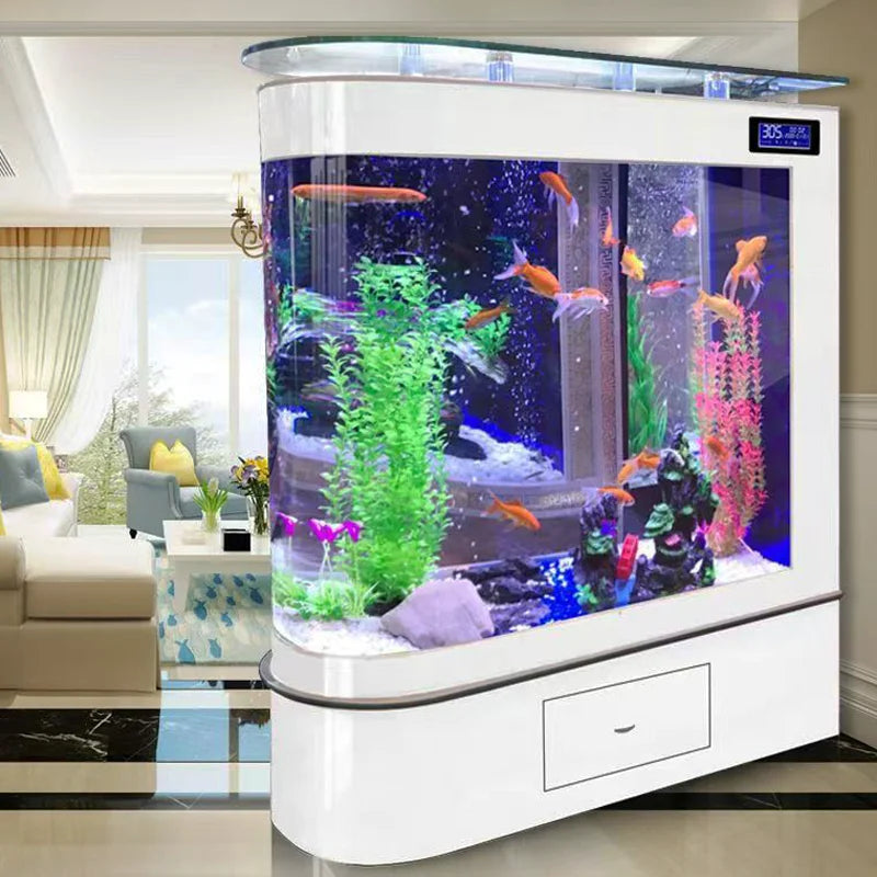 All-in-One AquariumBullet Glass Aquarium Tank Standing Against The Wall Durable Clear AquariumFish TankSelf-Cleaning Fish Tank