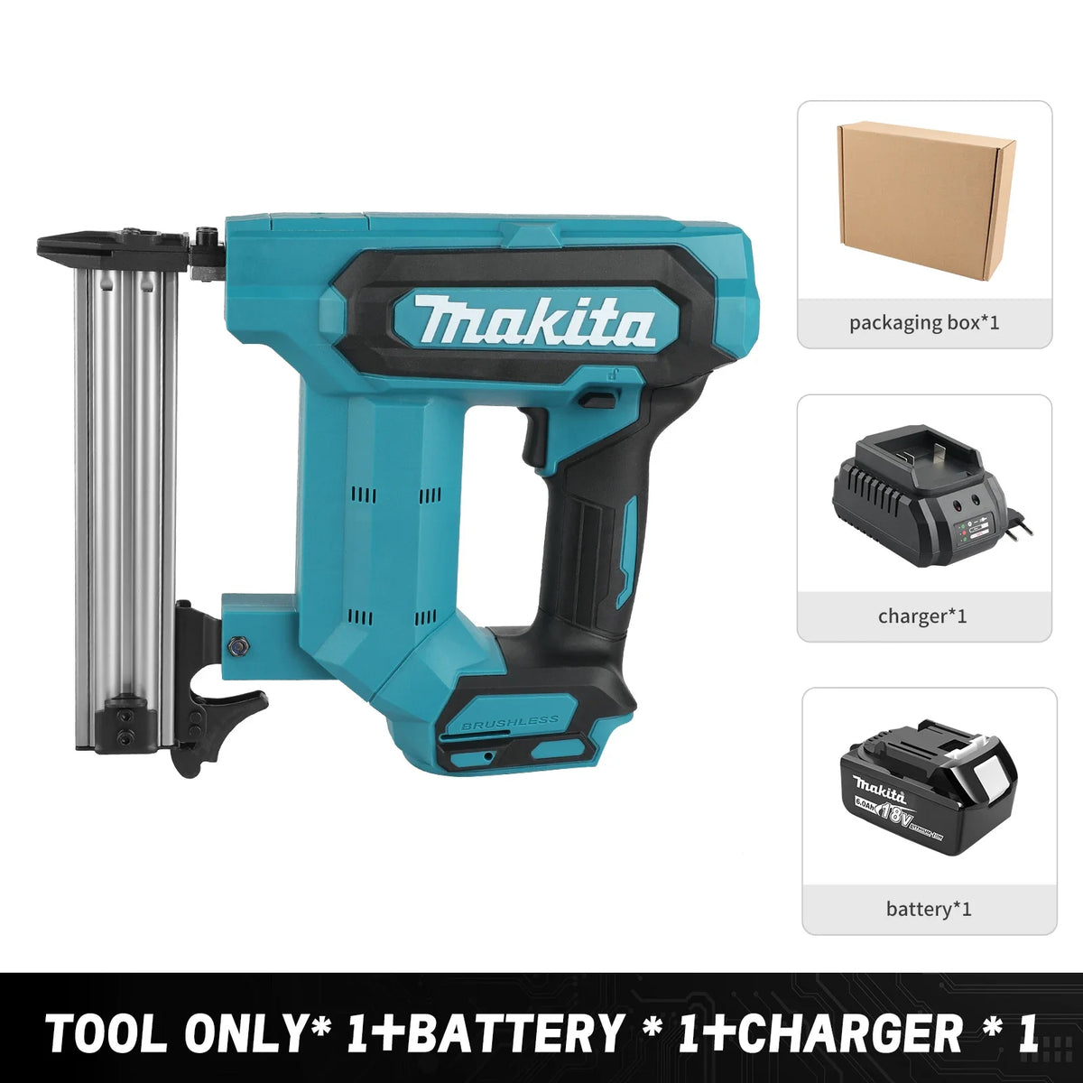 Makita Lithium-Ion Nail Gun:18V, 6.0Ah Battery, 100-Nail Capacity, Cordless, Ideal for Flooring, Shelving & DIY Wood Projects