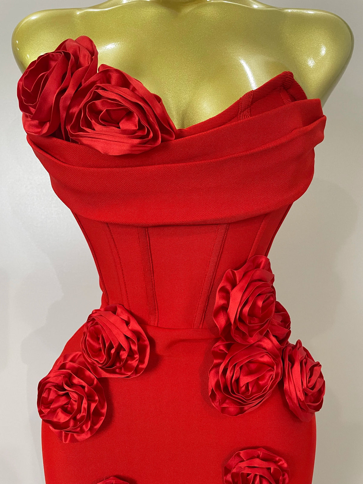 Newest Sexy Strapless Backless Red Flower Long Bandage Dress Women Celebirty Elegant Prom Evening Club Party Birthday Dresses